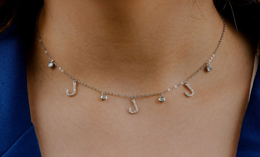 Sterling Silver Arabic Letter Necklace_ل - 1