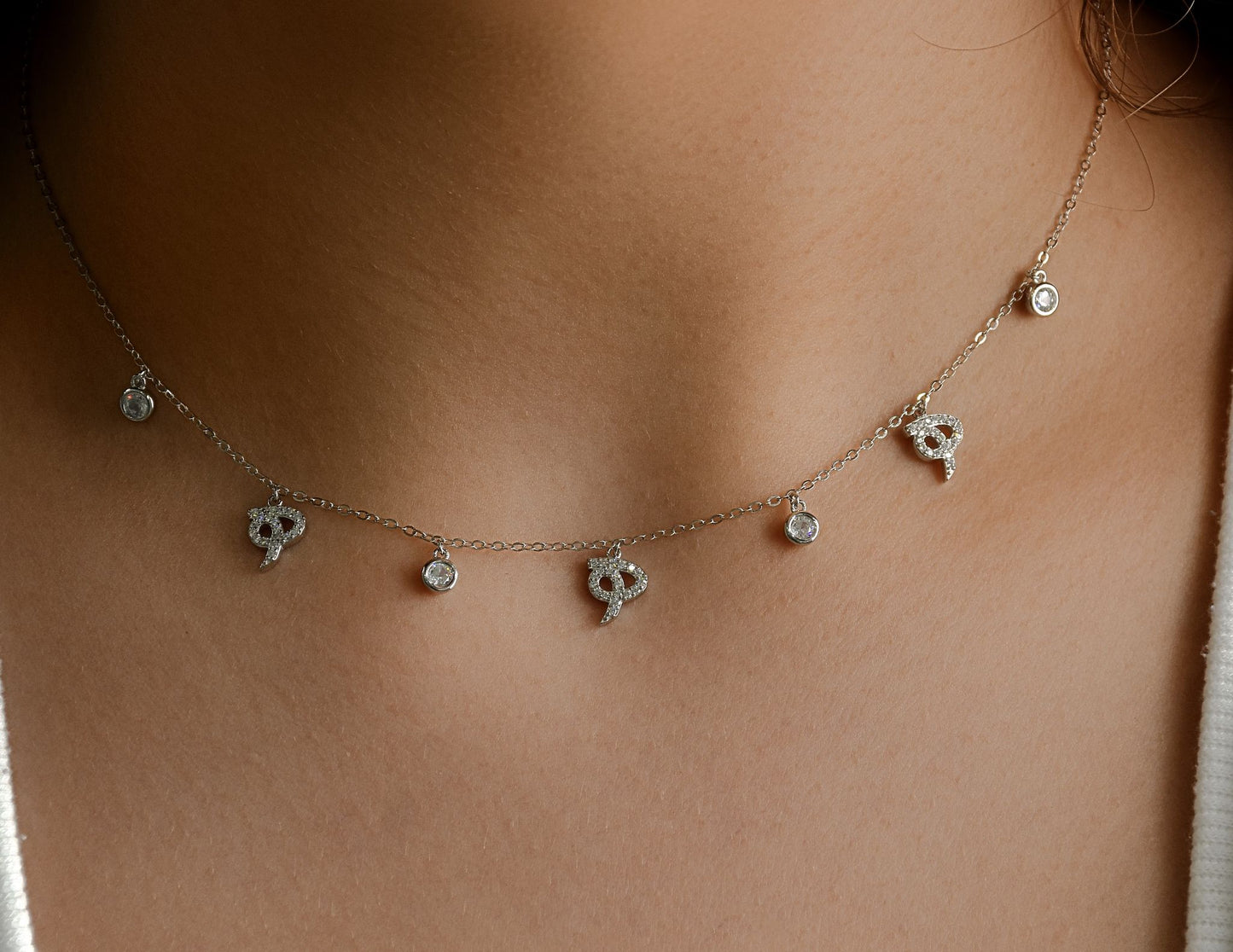 Sterling Silver Arabic Letter Necklace_هـ - 1