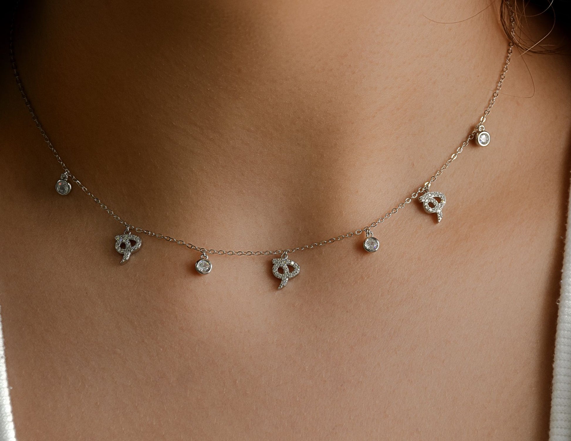Sterling Silver Arabic Letter Necklace_هـ - 1