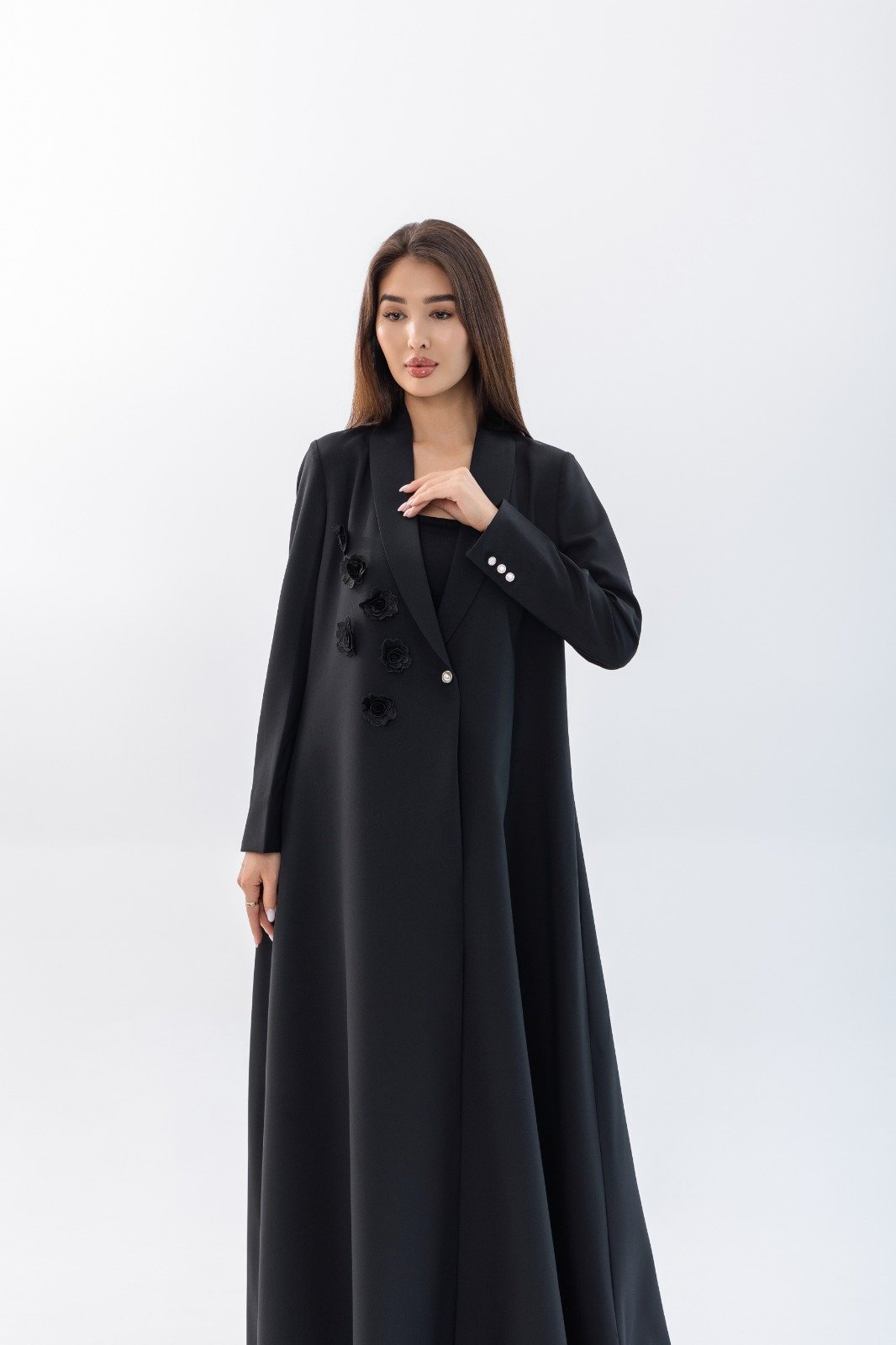 Flower Decorated Jacket Abaya - 3