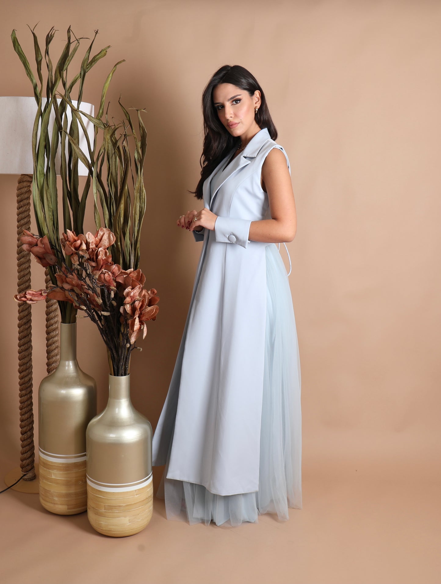 Light Blue Dress with an overlay jacket