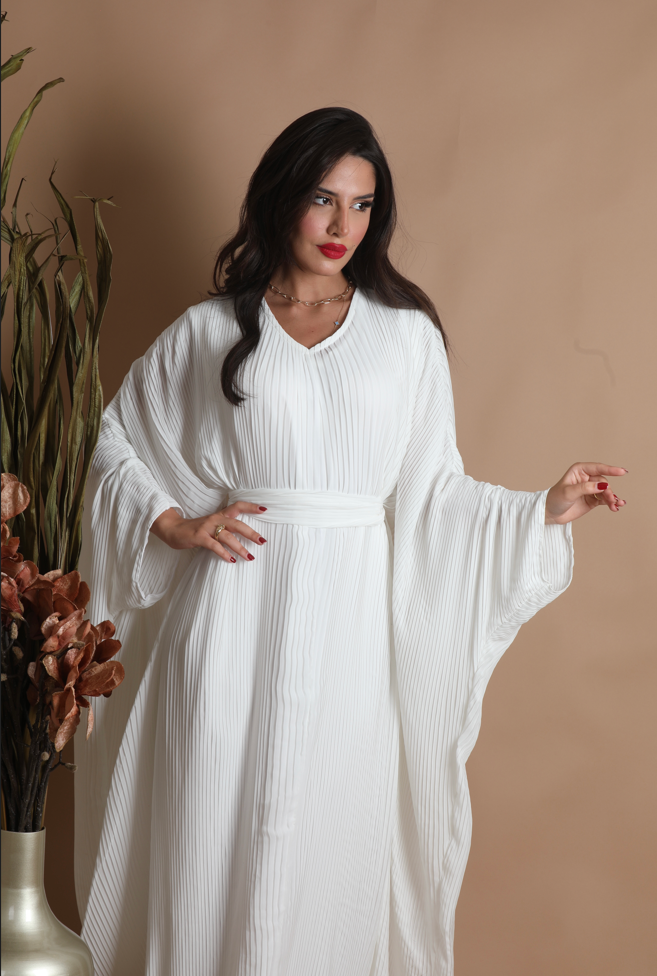 Flounce Sleeve Belted Dress