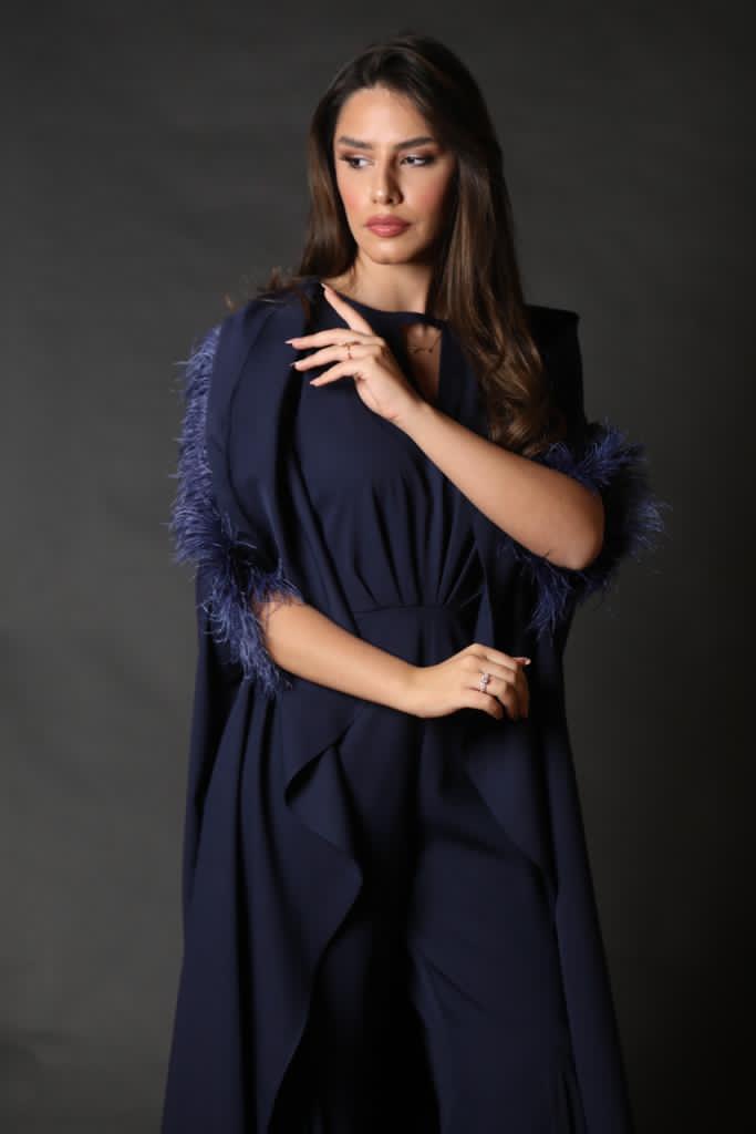 Navy JumpSuit With Cape