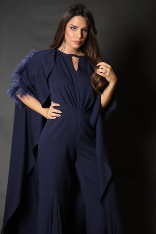Navy JumpSuit With Cape