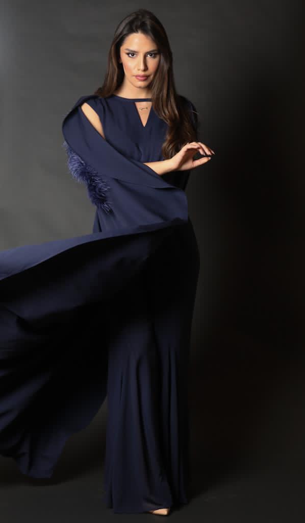 Navy JumpSuit With Cape