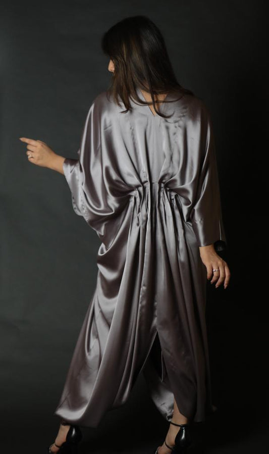 Satin Full Length Wear Kimono Style Dress