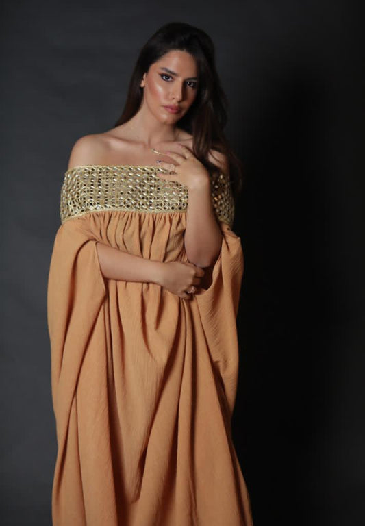 Bateau Neckline Off-The-Shoulder Maxi Dress