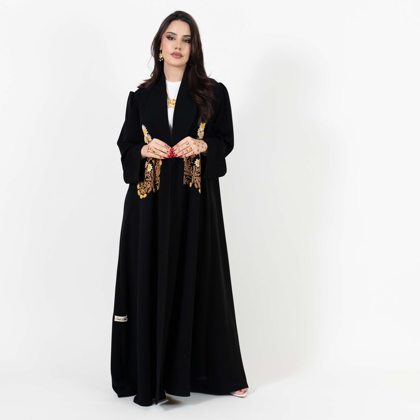 Embroidered Open-Front Abaya