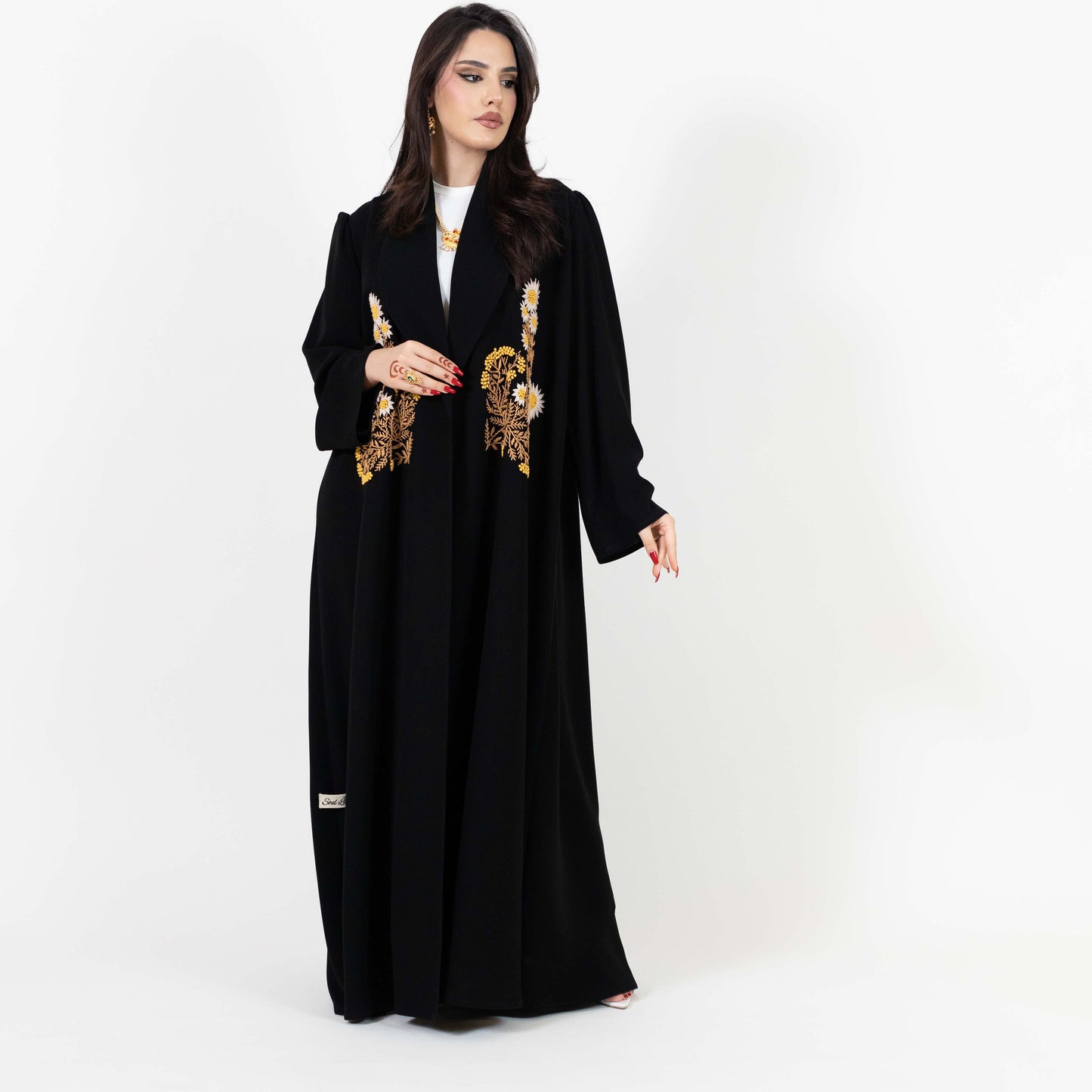 Embroidered Open-Front Abaya