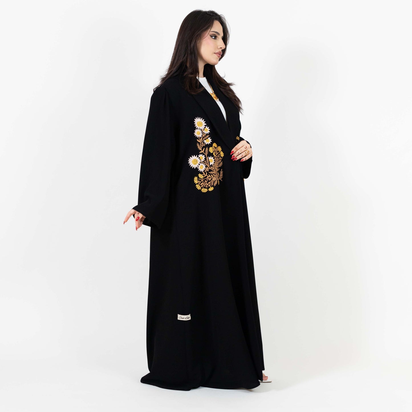 Embroidered Open-Front Abaya