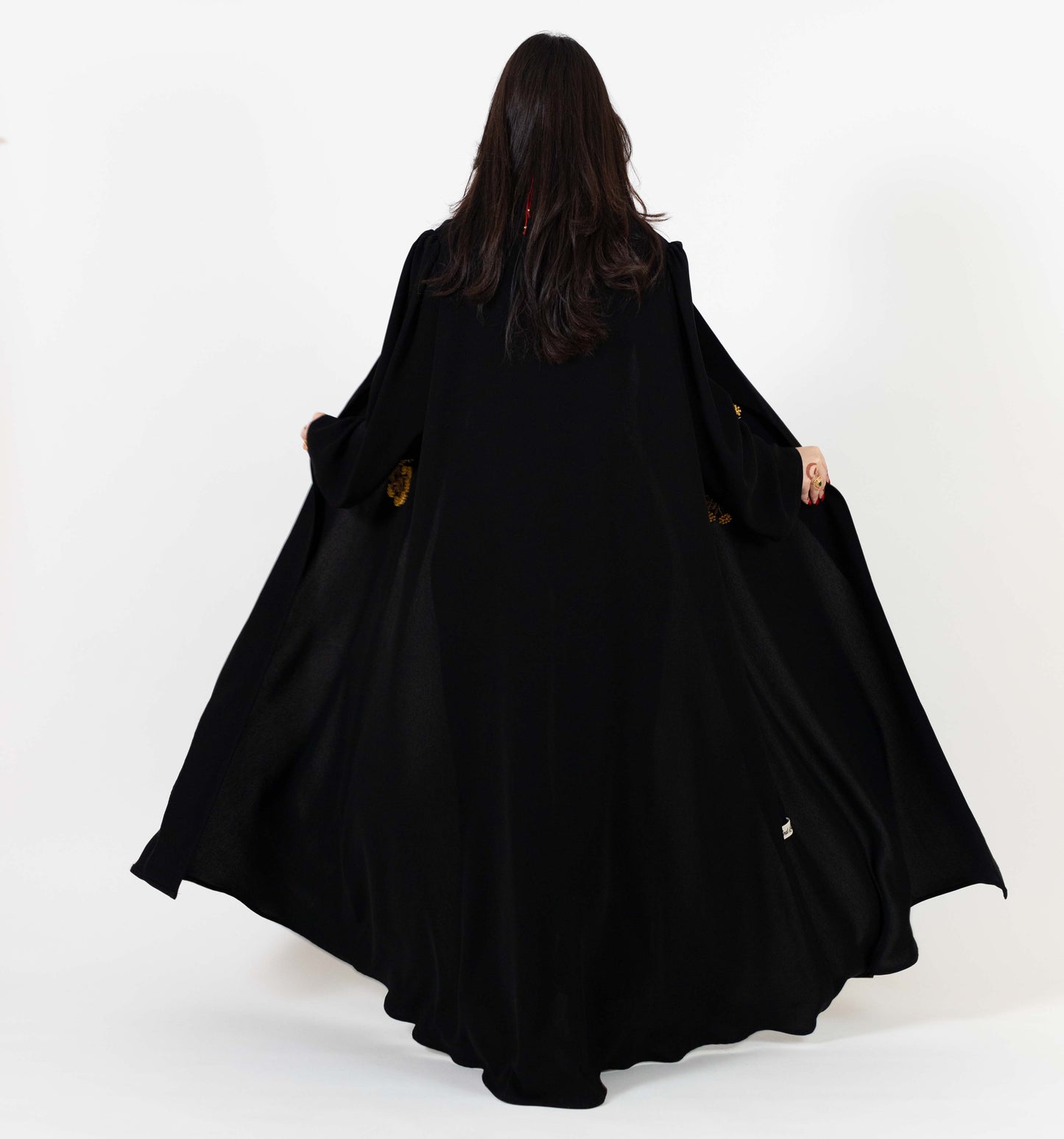 Embroidered Open-Front Abaya