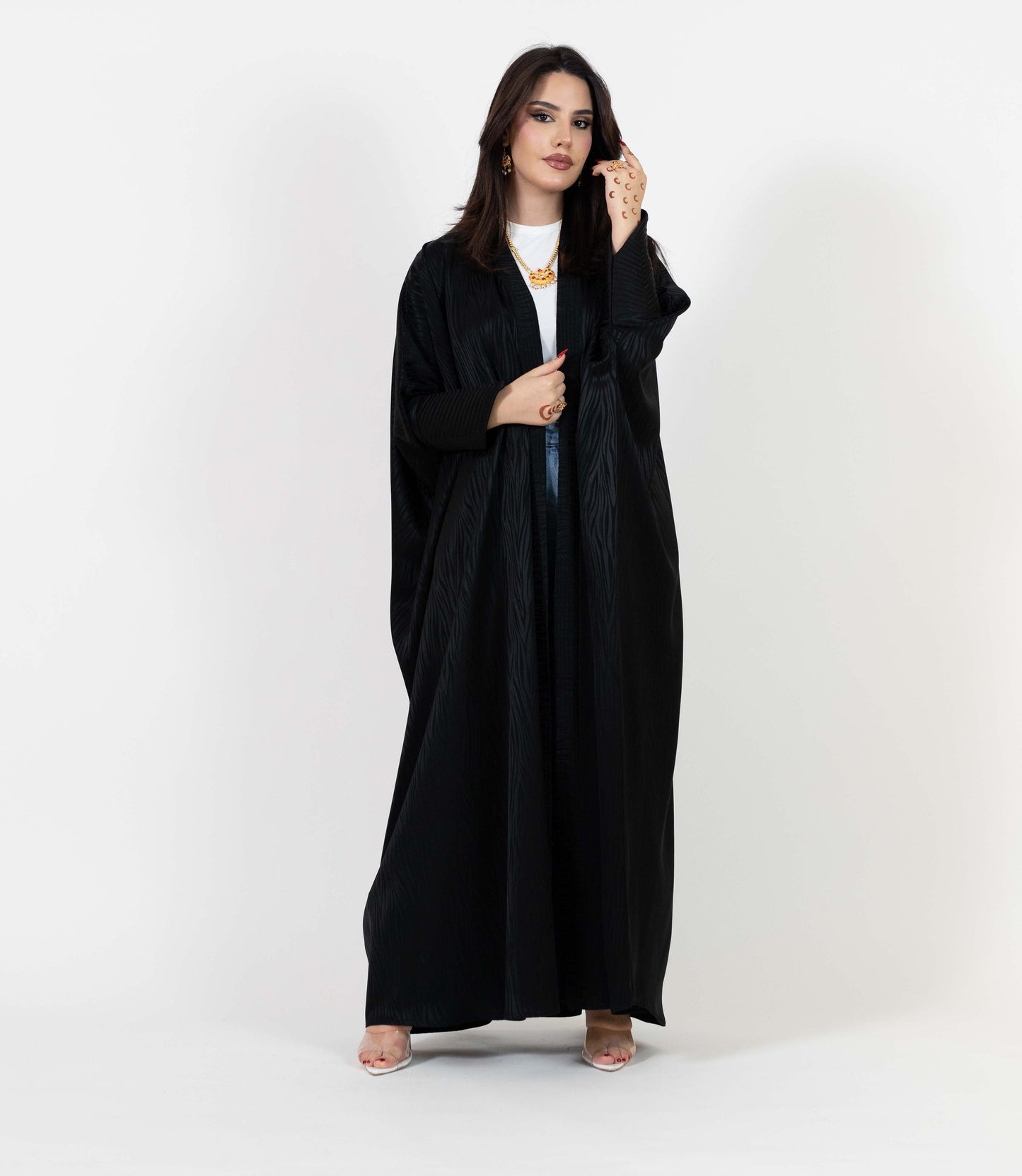 Printed Black Abaya