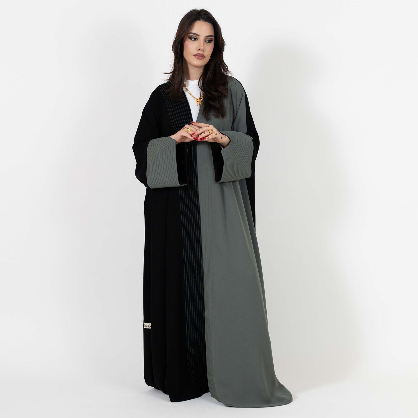 Half Black Half Gray Abaya