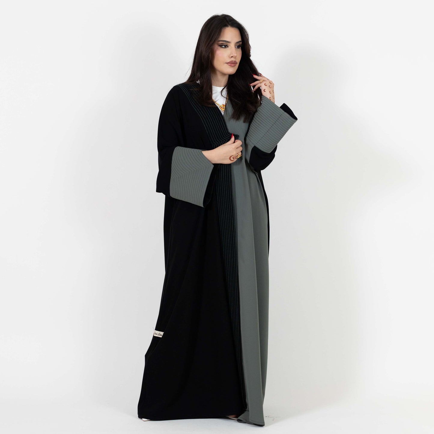 Half Black Half Gray Abaya