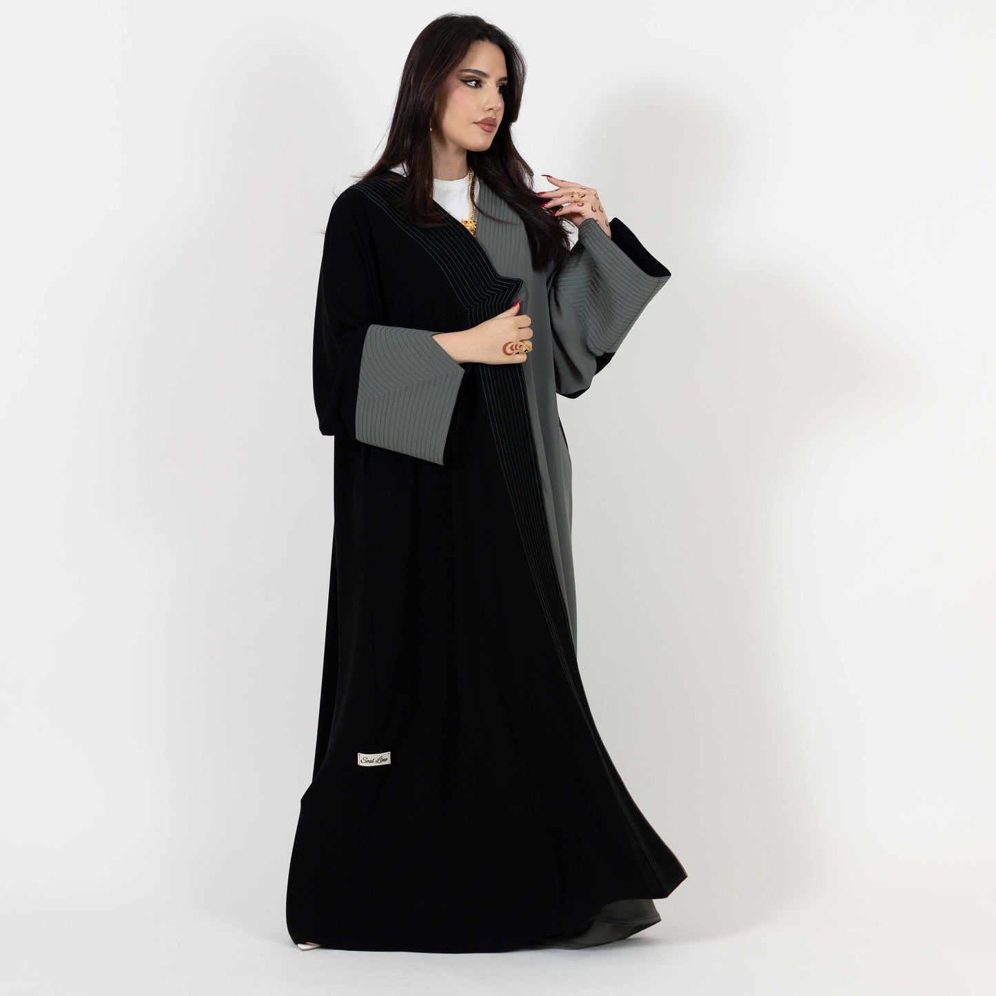 Half Black Half Gray Abaya