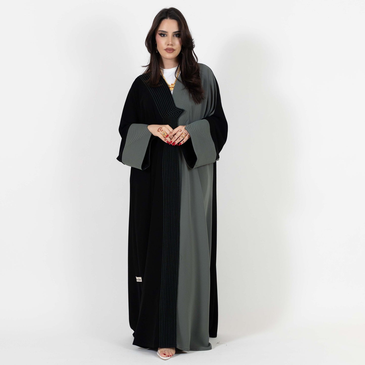 Half Black Half Gray Abaya