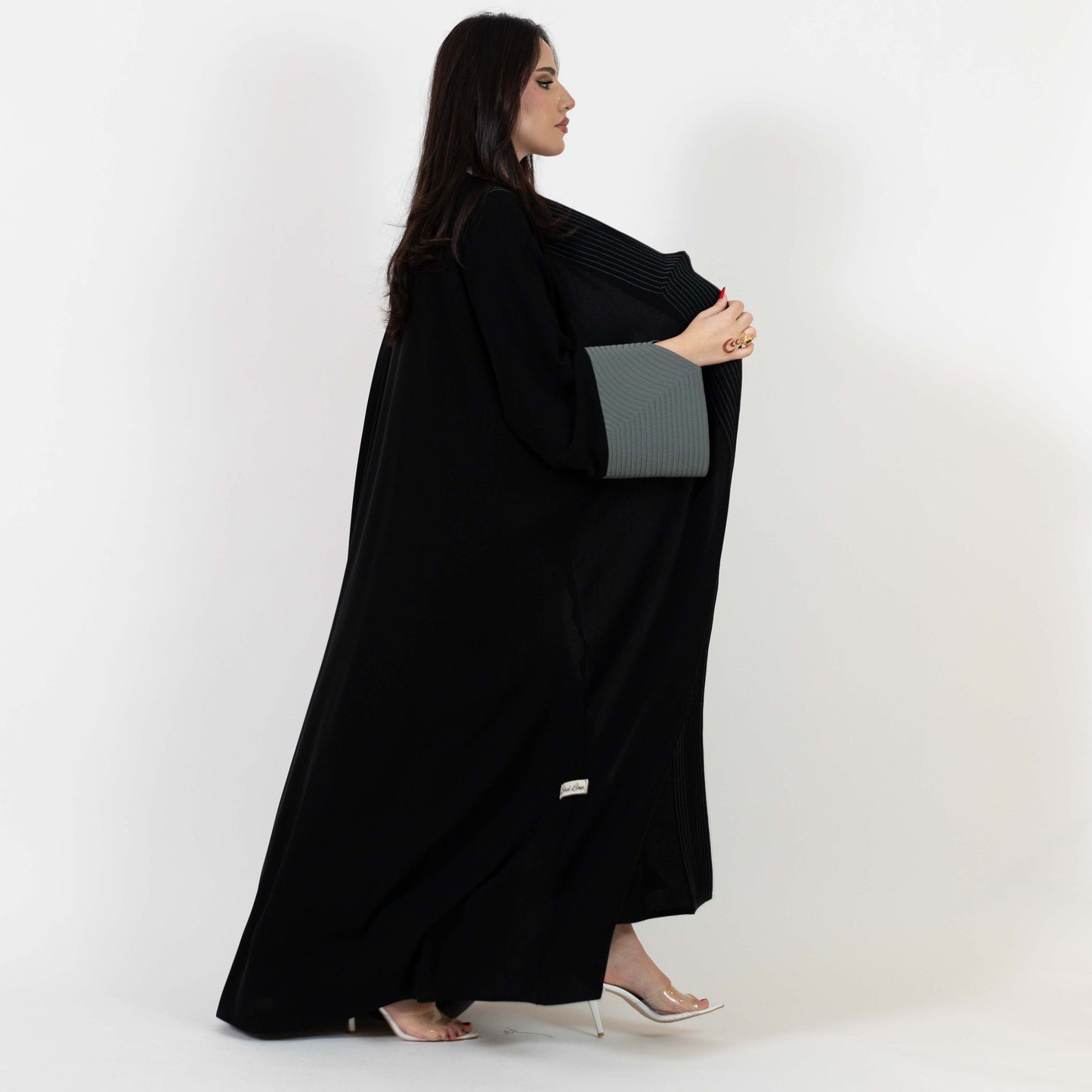 Half Black Half Gray Abaya