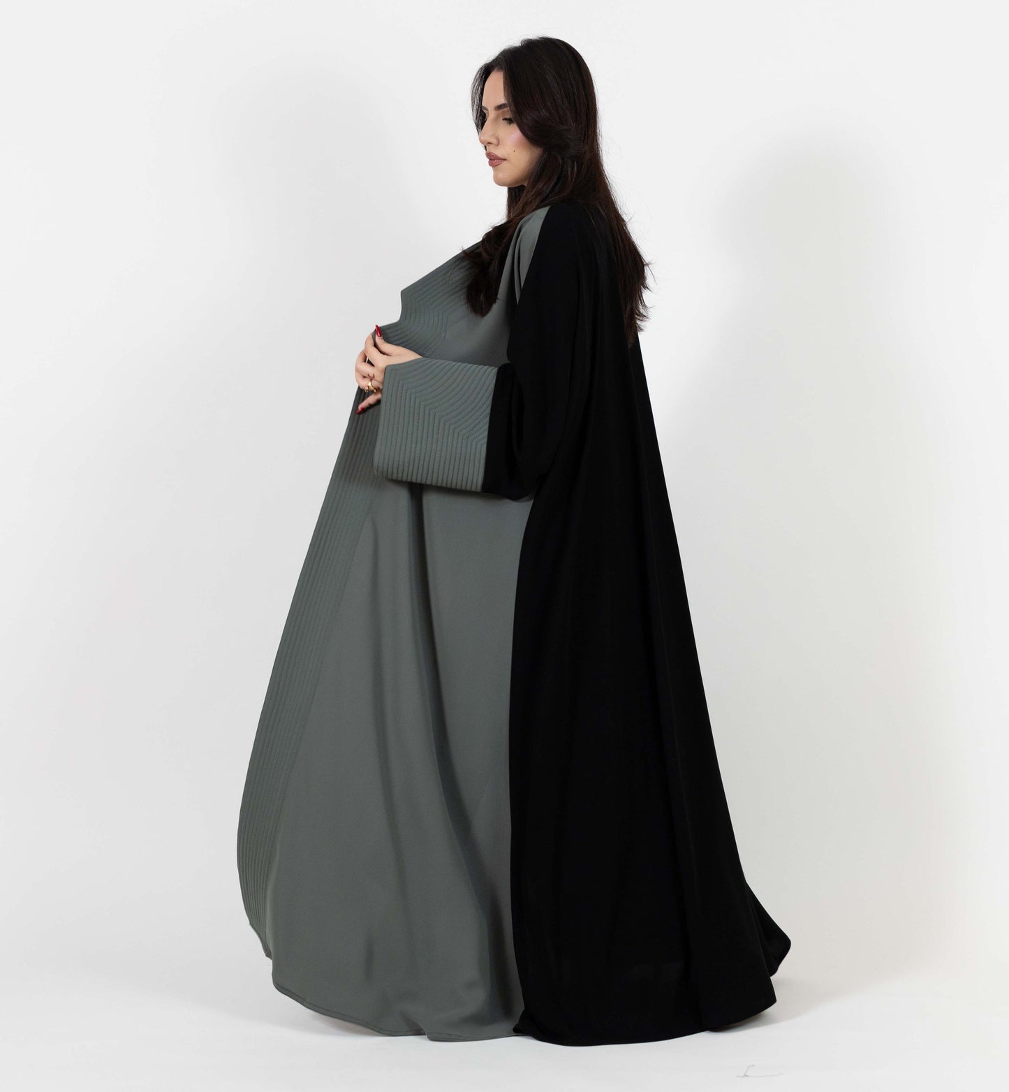 Half Black Half Gray Abaya