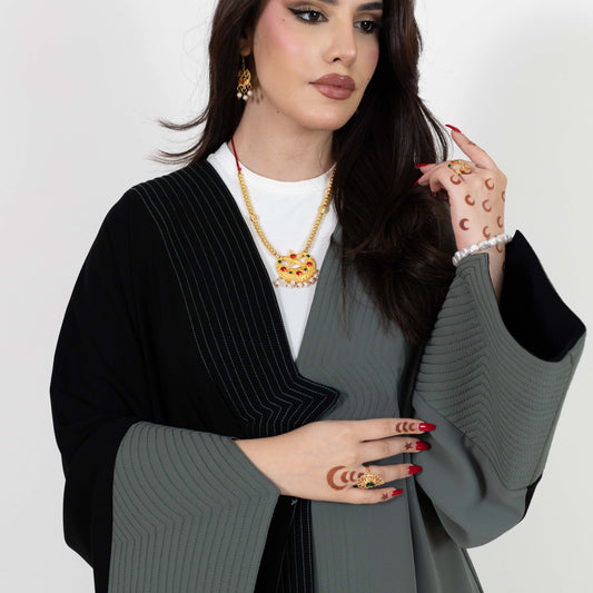Half Black Half Gray Abaya