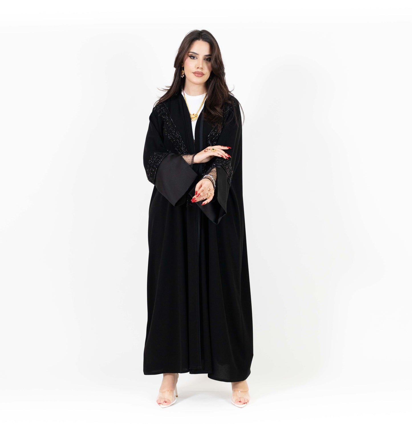 Black Abaya With Dantel Sleeve