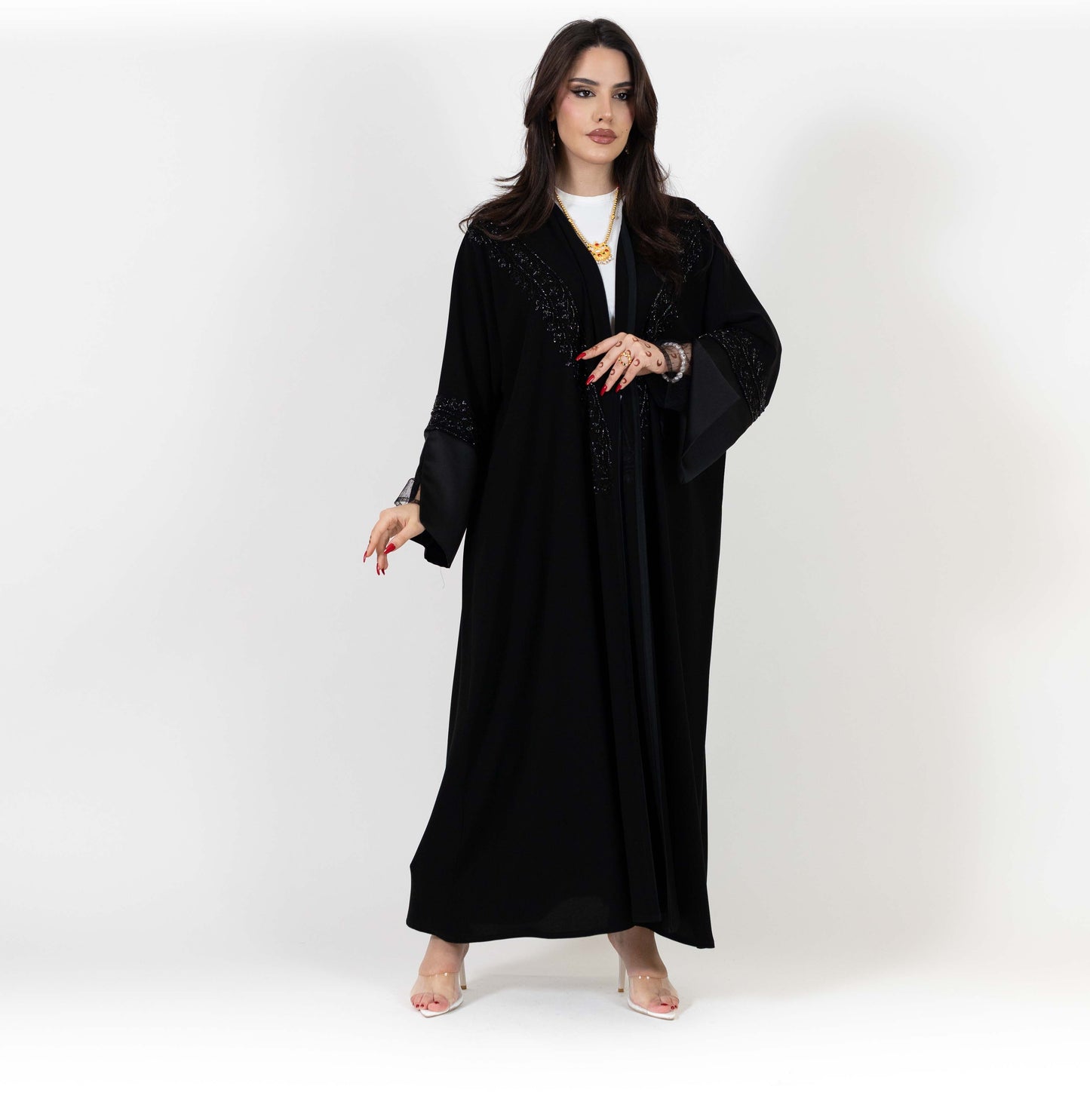 Black Abaya With Dantel Sleeve