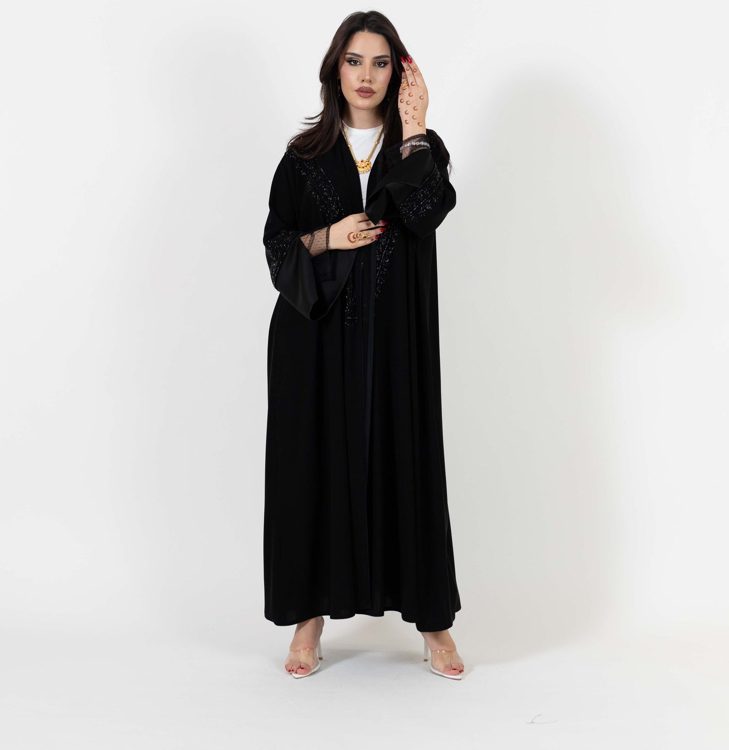 Black Abaya With Dantel Sleeve
