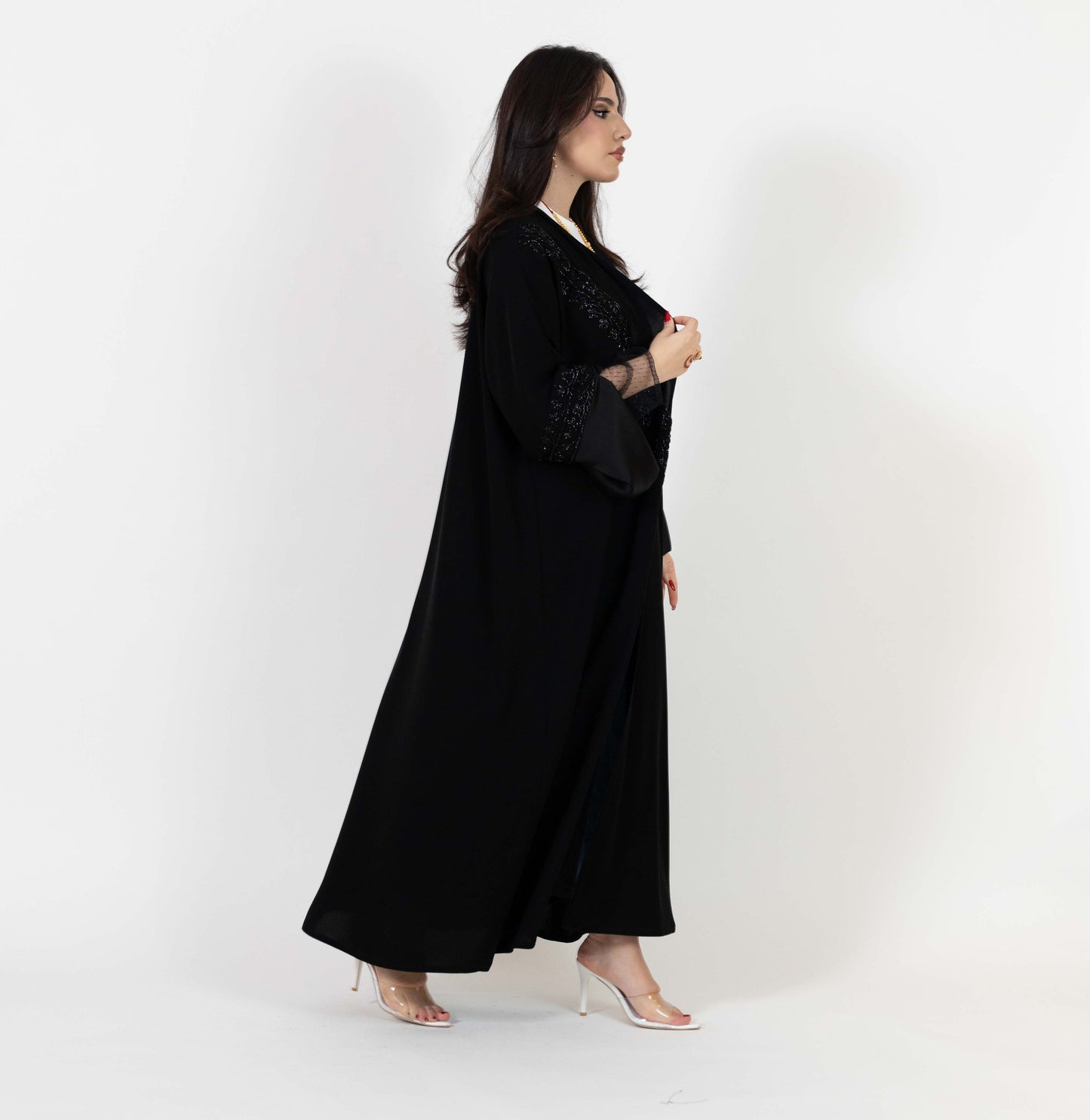 Black Abaya With Dantel Sleeve