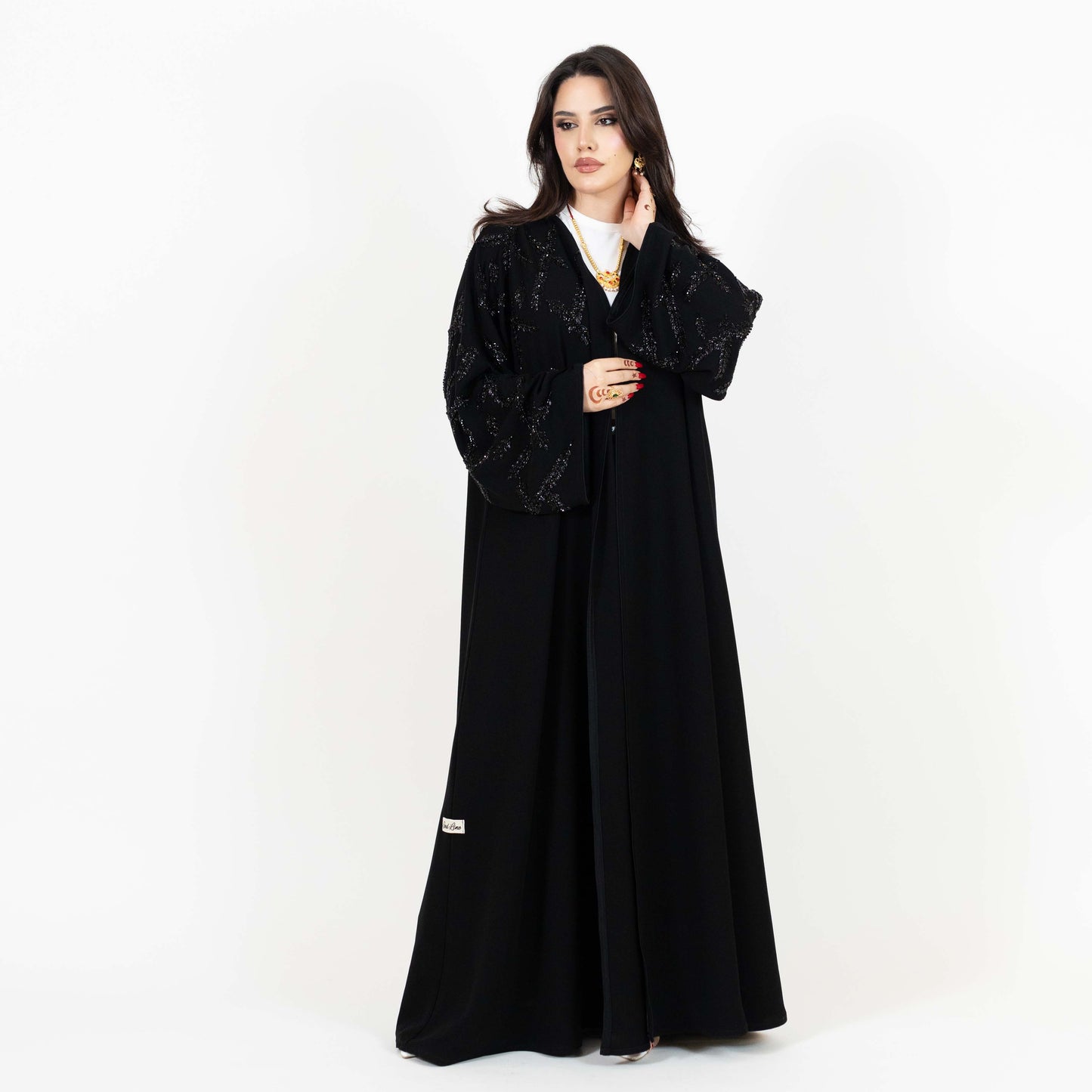 Black Abaya With Embroidered Beads
