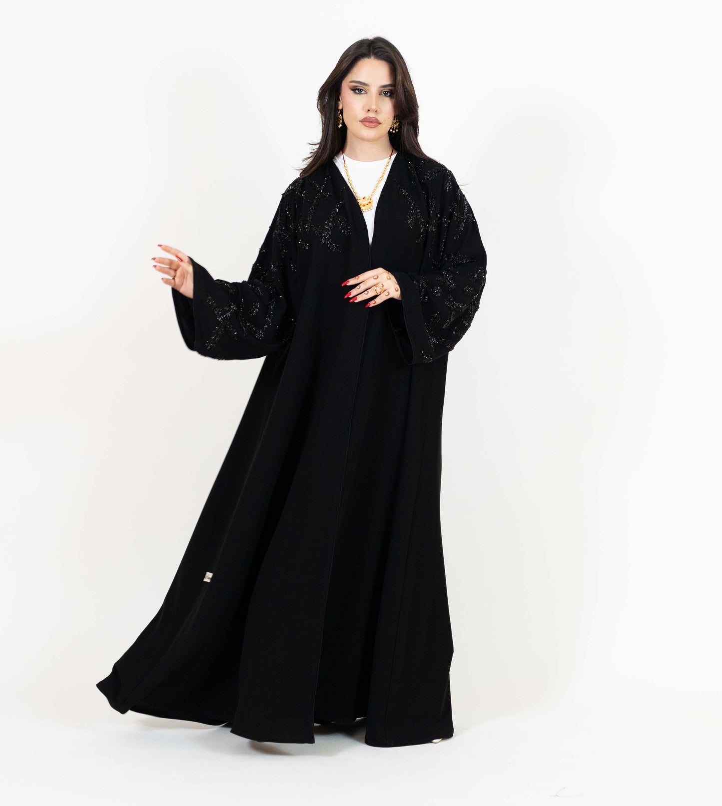 Black Abaya With Embroidered Beads