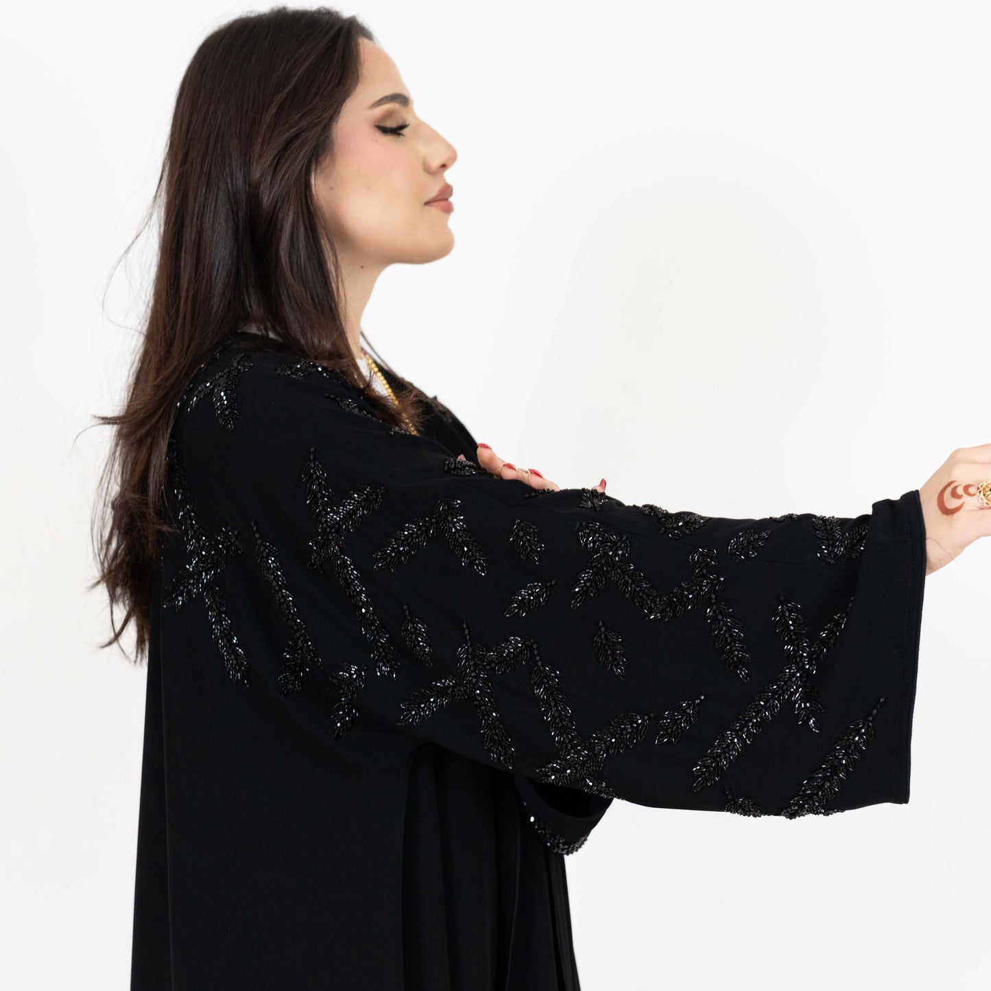 Black Abaya With Embroidered Beads