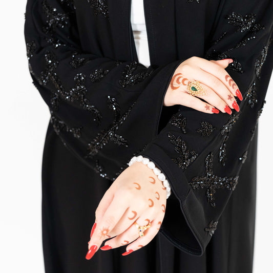 Black Abaya With Embroidered Beads
