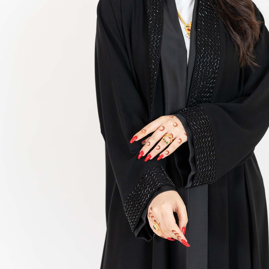 Classic Beaded Black Abaya