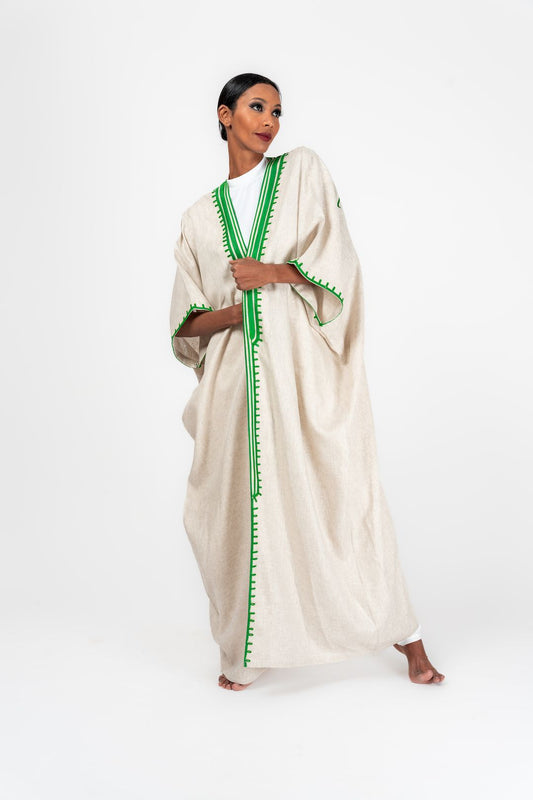 jallabiya off white linen - 2