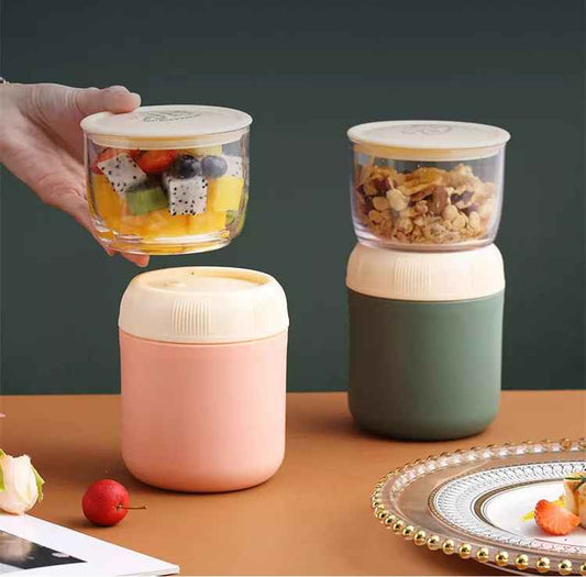 Double-layer Plastic Stainless Steel Lunch Box - 1