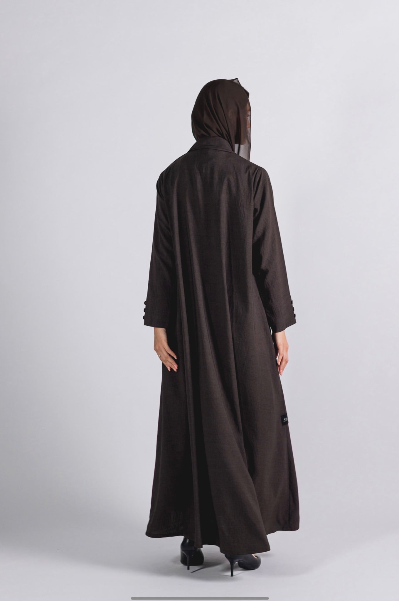 Dark brown formal abaya - 5