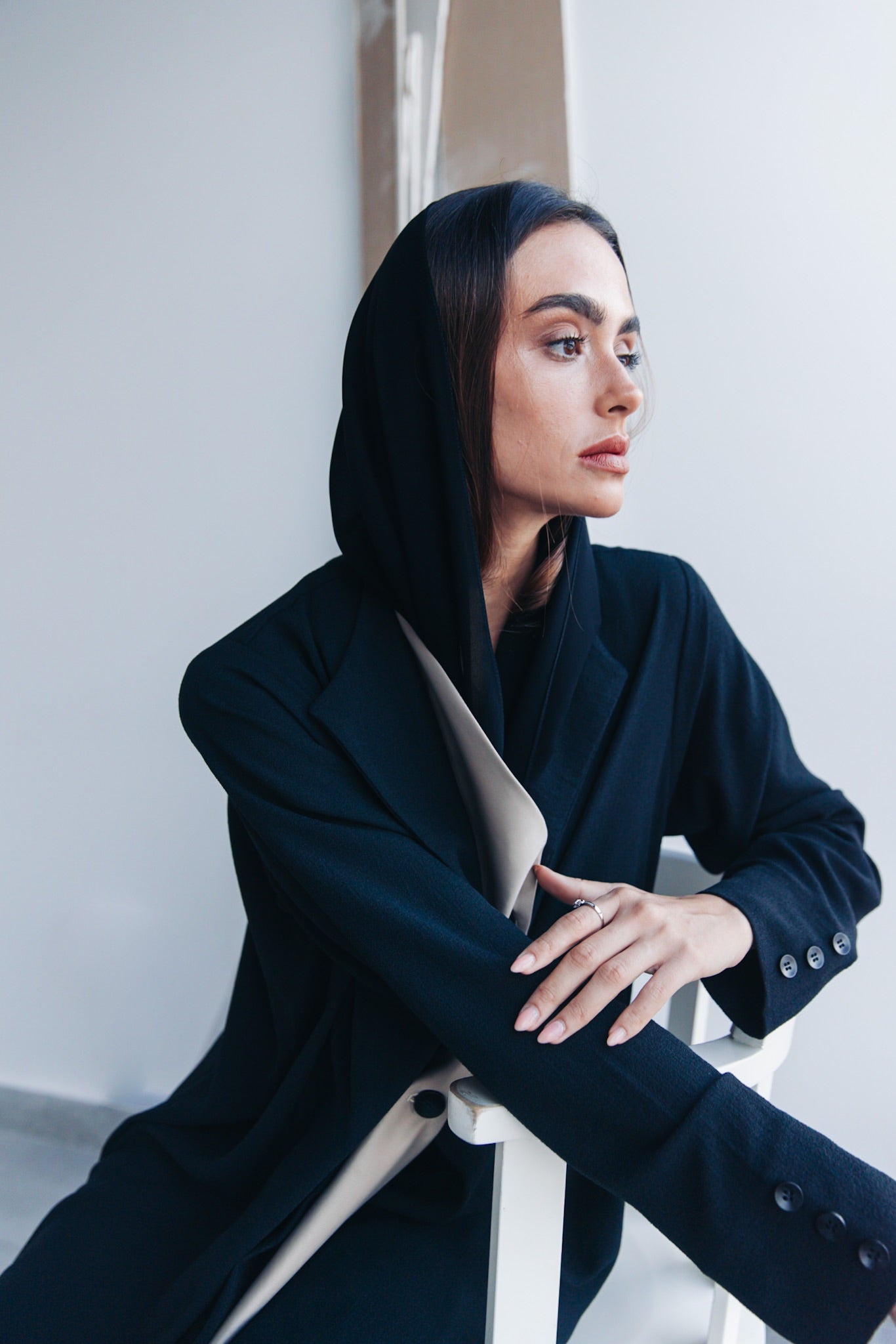 Black and beige abaya - 1