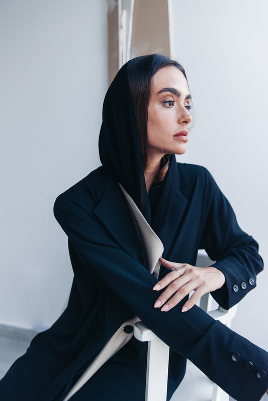 Black and beige abaya - 1