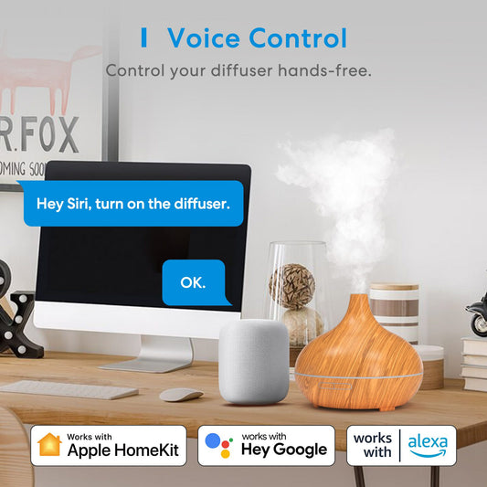 Meross Smart WiFi Essential Oil Diffuser Works with Apple HomeKit & Alexa, Ultrasonic Aromatherapy Diffuser & Mist Humidifier with Voice & APP Remote Control, Schedule & Timer, RGB Light - 1