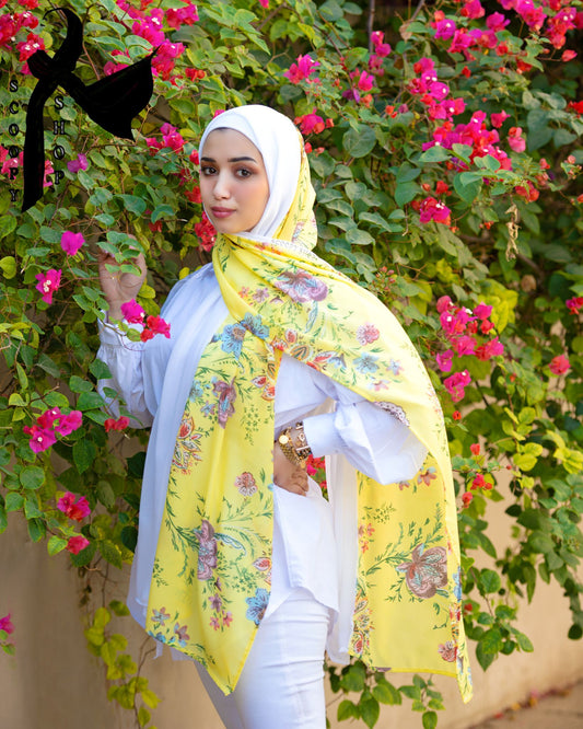 Printed Gorgette Hijab /حجاب جورجيت معرق - 1