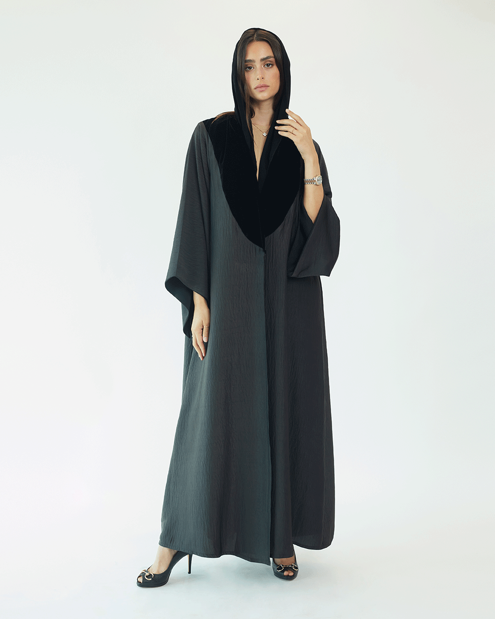 Formal dark gray abaya