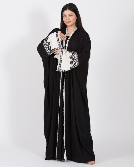 Black abaya with white sleeves