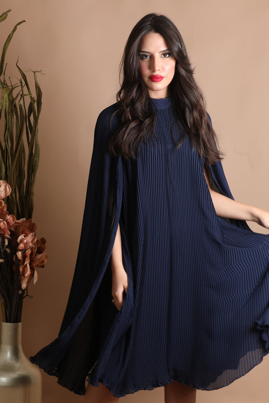 Flowy midi dress with cape