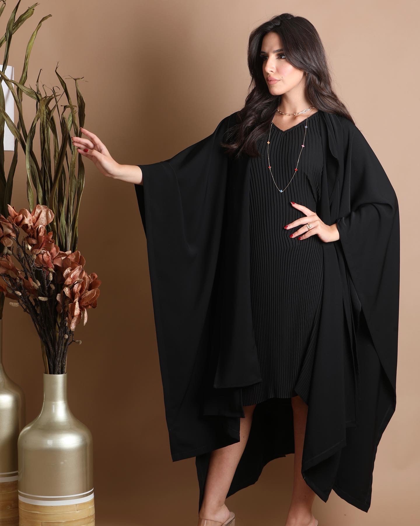 Flowy midi black dress