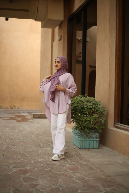 LONG TONIC SHIRT -LILAC/ قميص تونك -ليلكي - 1