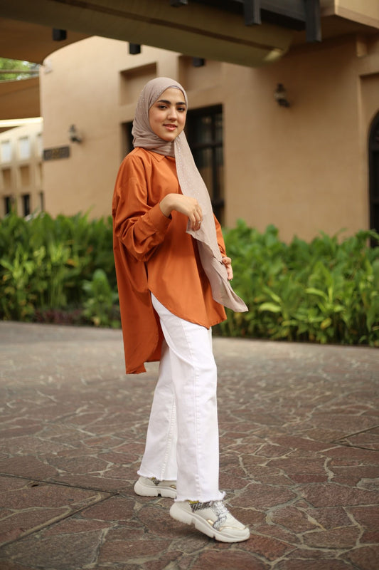 LONG TONIC SHIRT-ORANGE /قميص تونك- برتقالي - 1