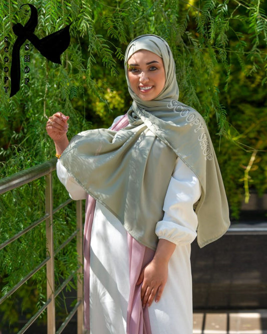 GORGETTE HIJAB - LIGHT GREEN/حجاب جورجيت - فستقي  - 1