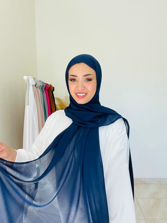 GORGETTE HIJAB - NAVY BLUE/حجاب جورجيت - كحلي - 1