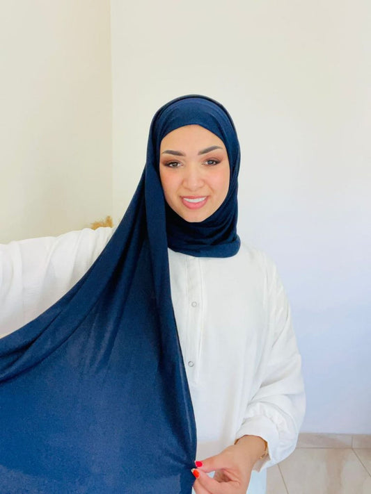 COTTON HIJAB - BLUE NAVY/حجاب قطن - ازرق غامق - 1