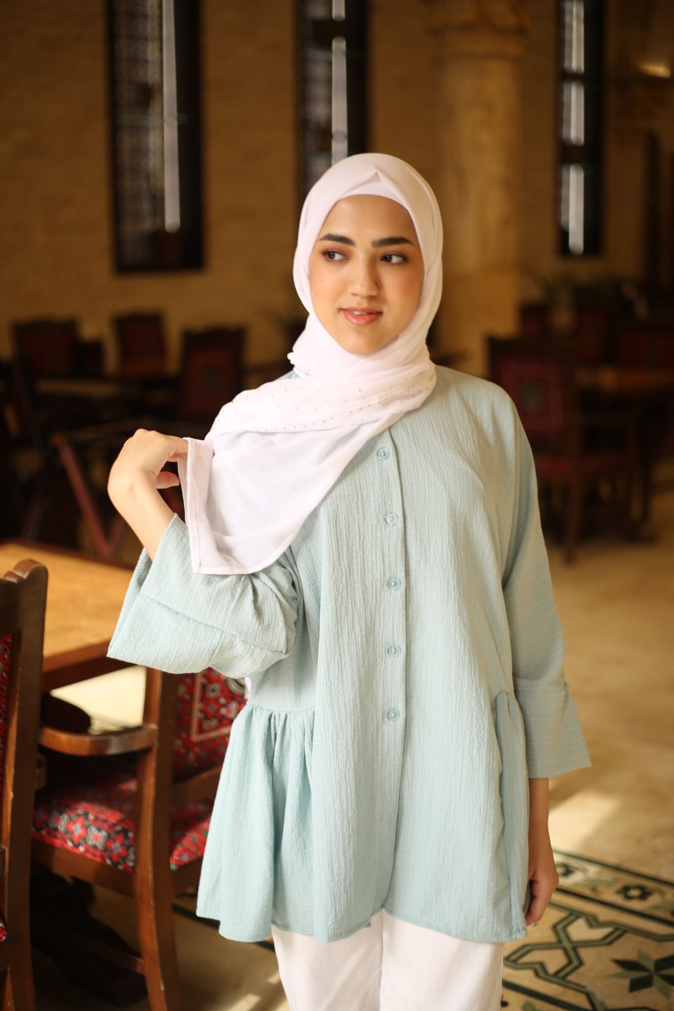 LONG SHIRT - LIGHT GREEN / قميص اخضر فيروزي فاتح - 1