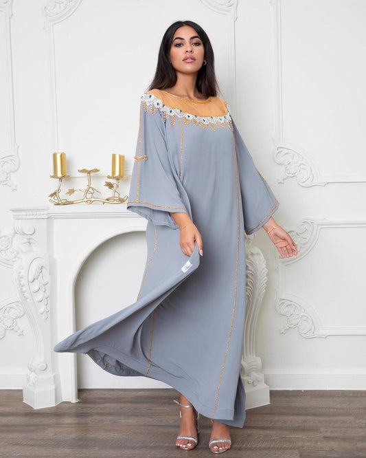 Hand embroidered gray Dress